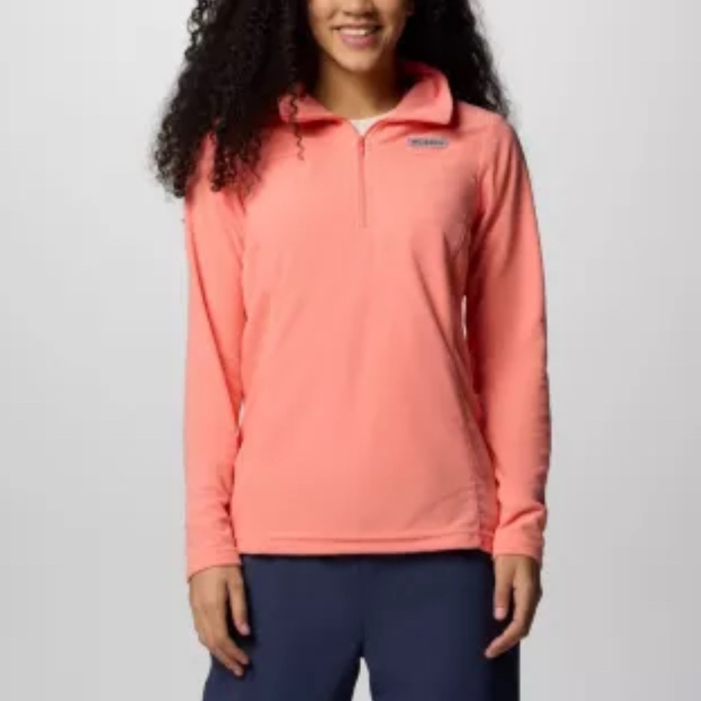 Columbia Women's Size Large Lake Aloha 1/2 Zip Fleece Pullover Jacket Coral Pink